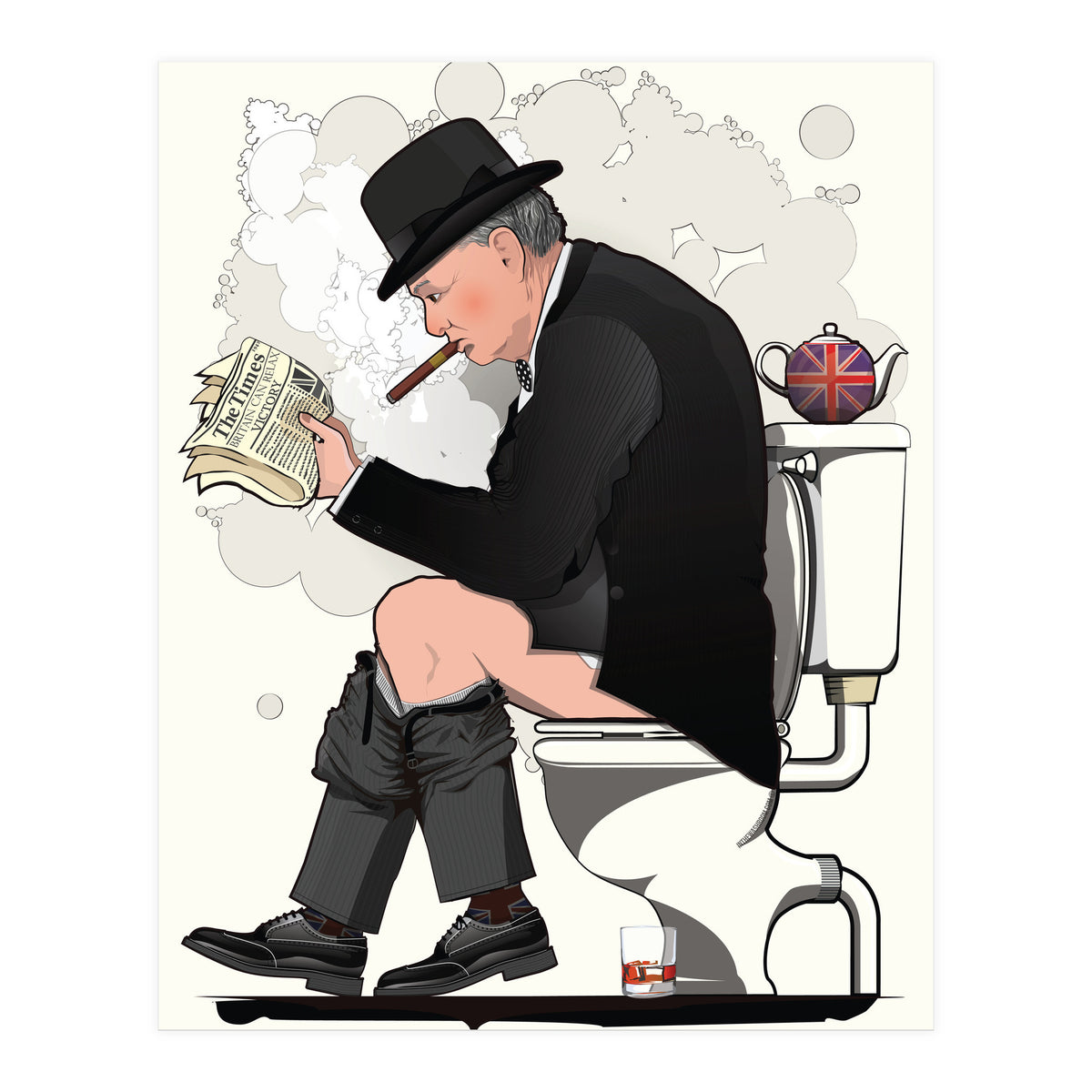 Churchill on the Toilet, Funny Bathroom Humour (Print Only)