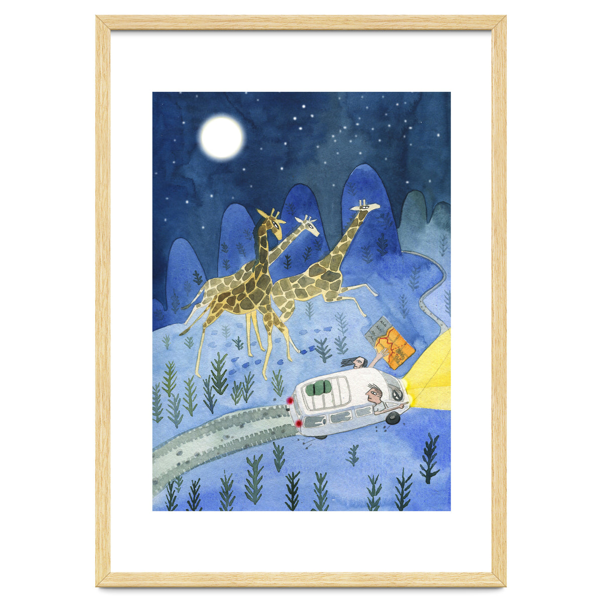 Giraffes In Moonlight