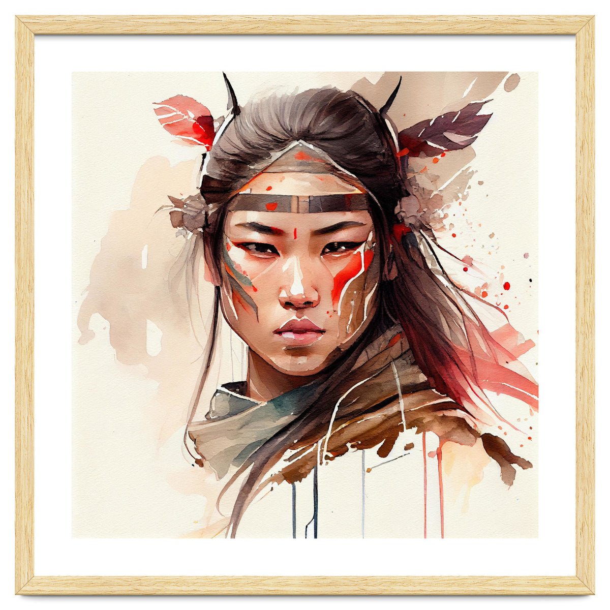 Watercolor Asian Warrior Woman #2