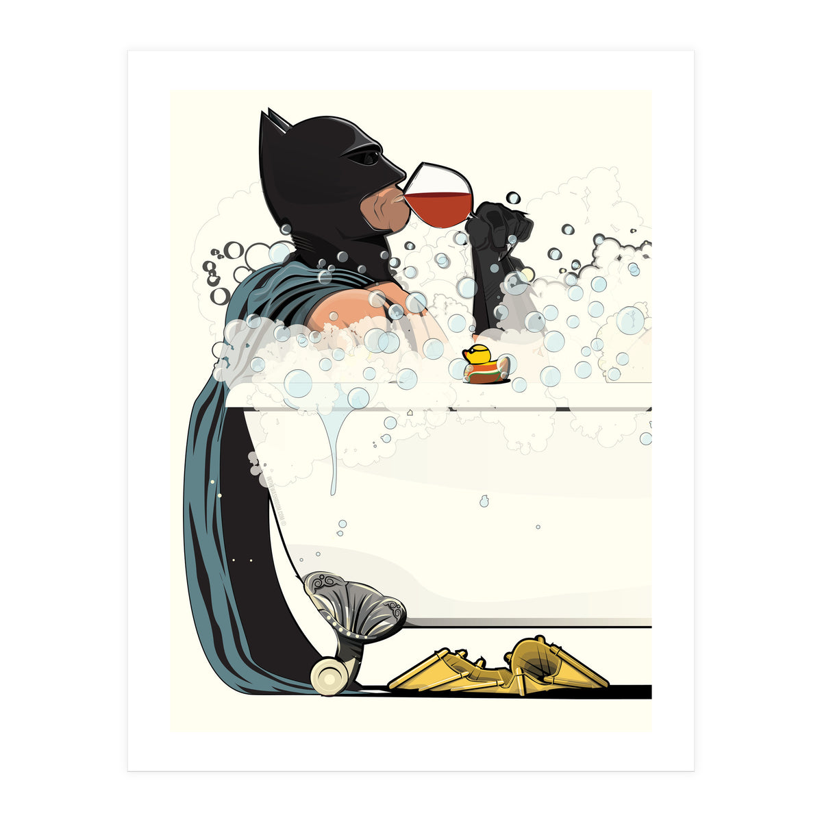 Batman in the Bath, funny Bathroom Humour (Print Only)