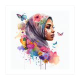 Watercolor Floral Muslim Arabian Woman #7 (Print Only) thumbnail