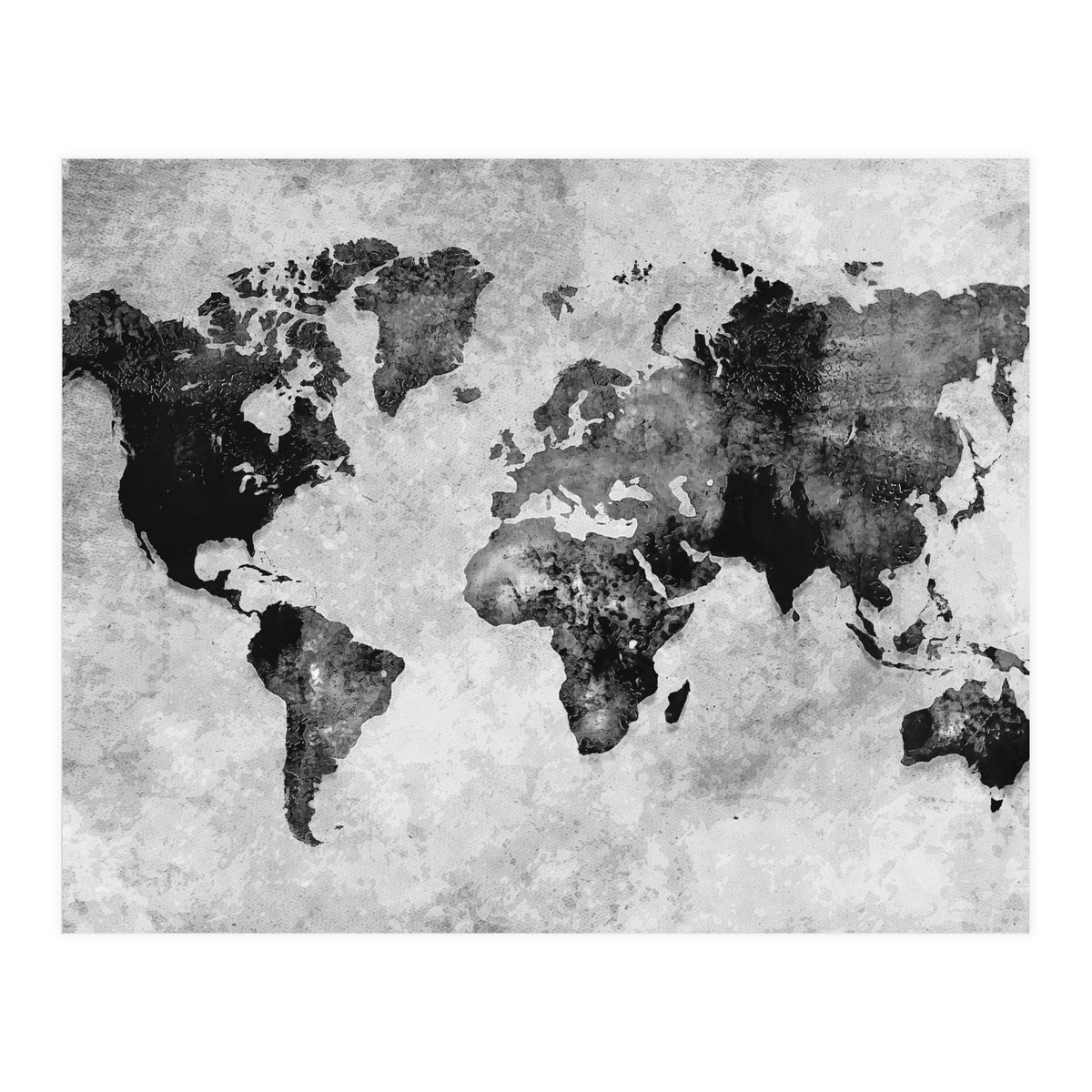 black and white world map (Print Only)