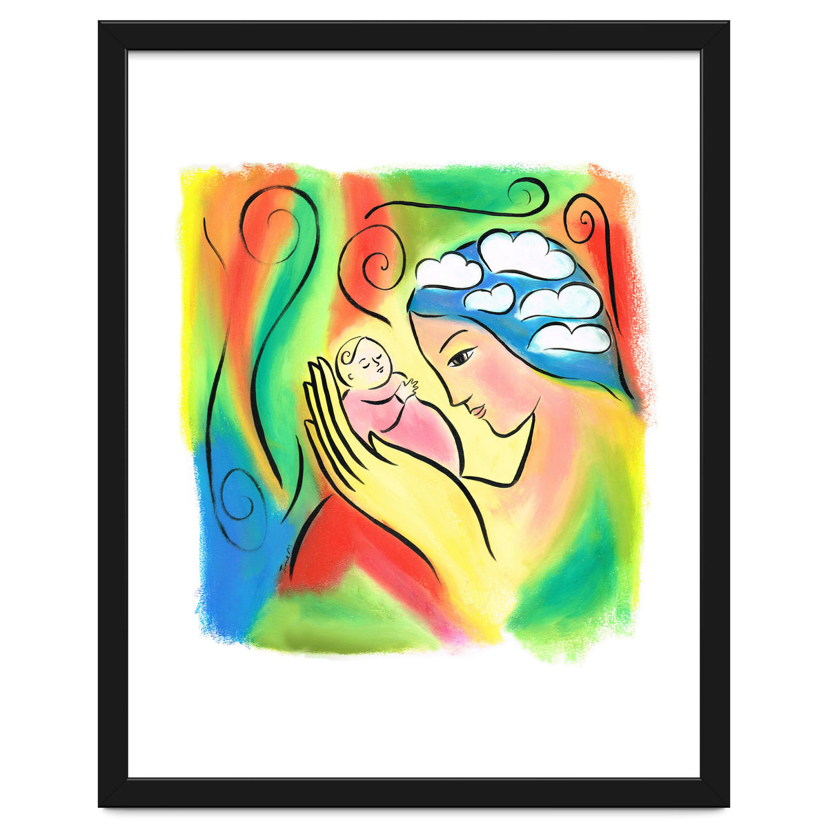 Woman And Baby With Clouds