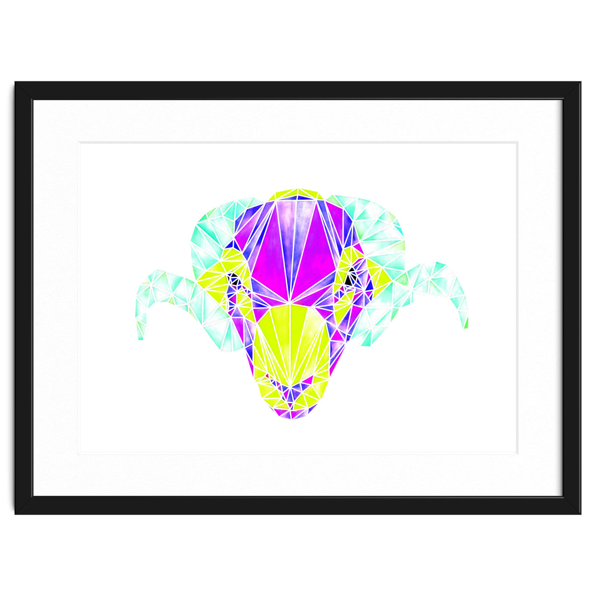 Colourful Geometric Swaledale Sheep Tup with White Lines