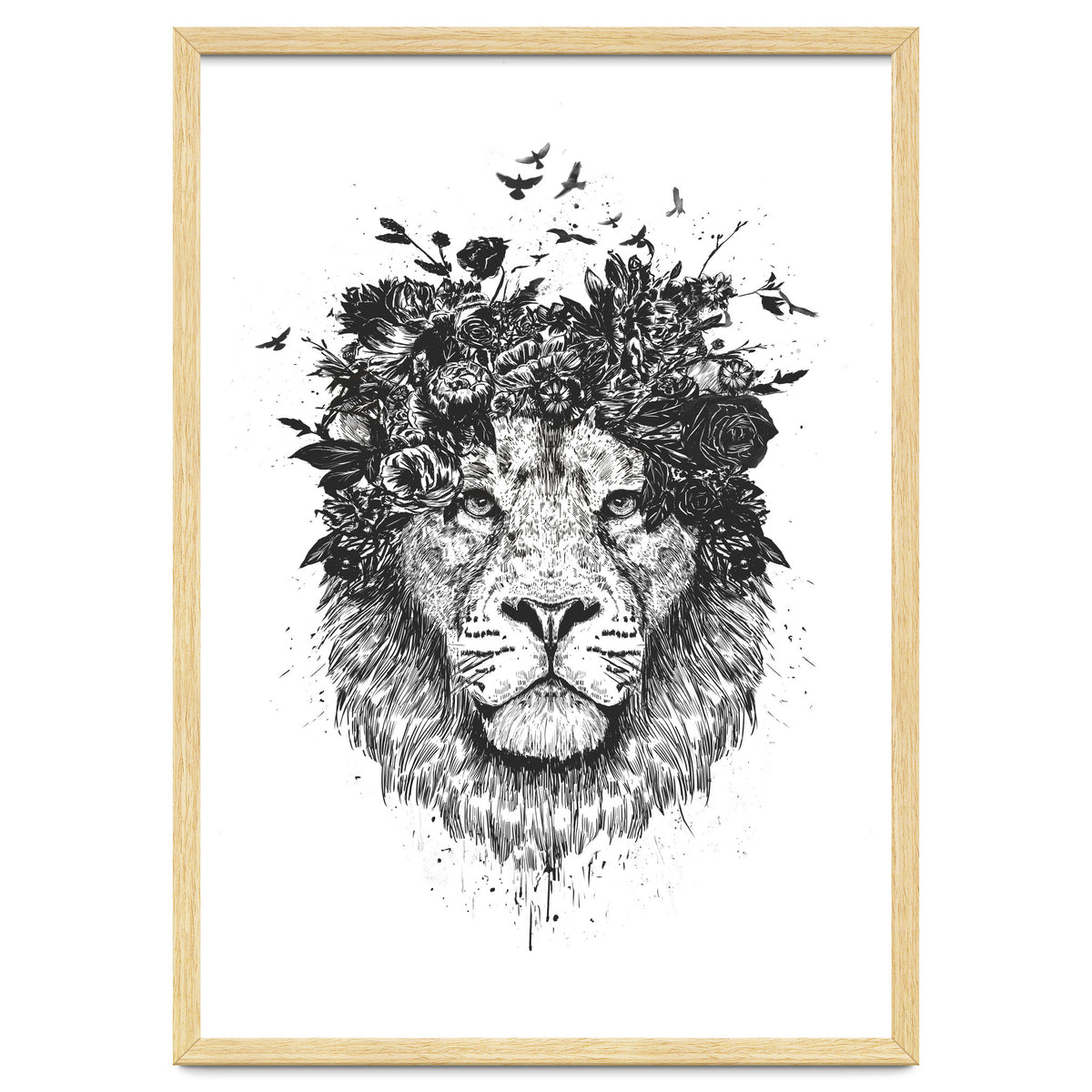 Floral Lion Bw