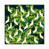 Cute cockatoo and tropical leaves (Print Only) thumbnail