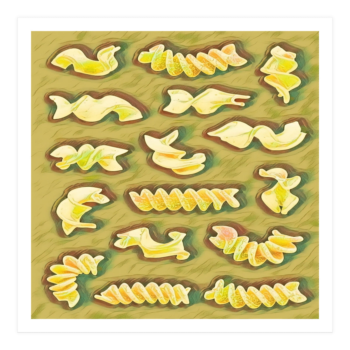 Pasta shapes fusilli and rotini (Print Only)