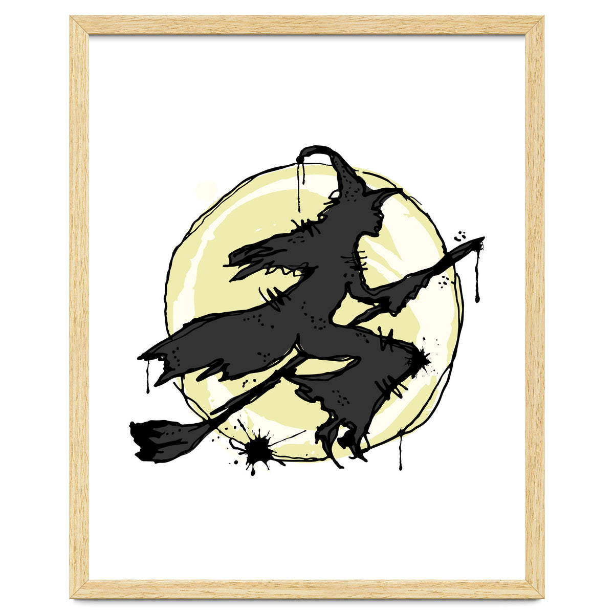 Witch on her broom sketch