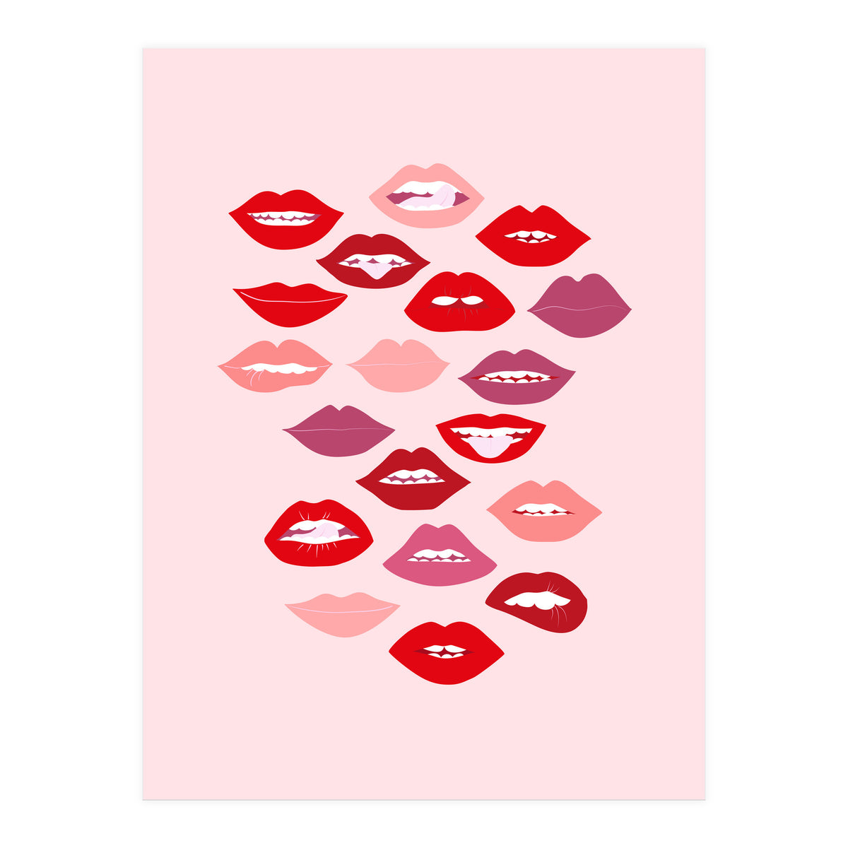 Lips Red with Pink Background (Print Only)