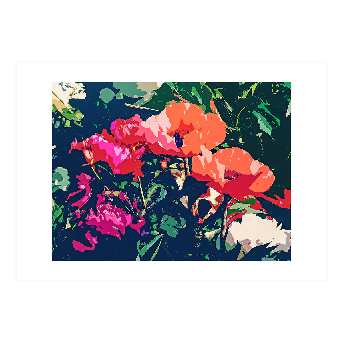 Where Darkness Blooms, Dark Floral Botanical Painting, Eclectic Blush Plants Garden Nature Flowers (Print Only)