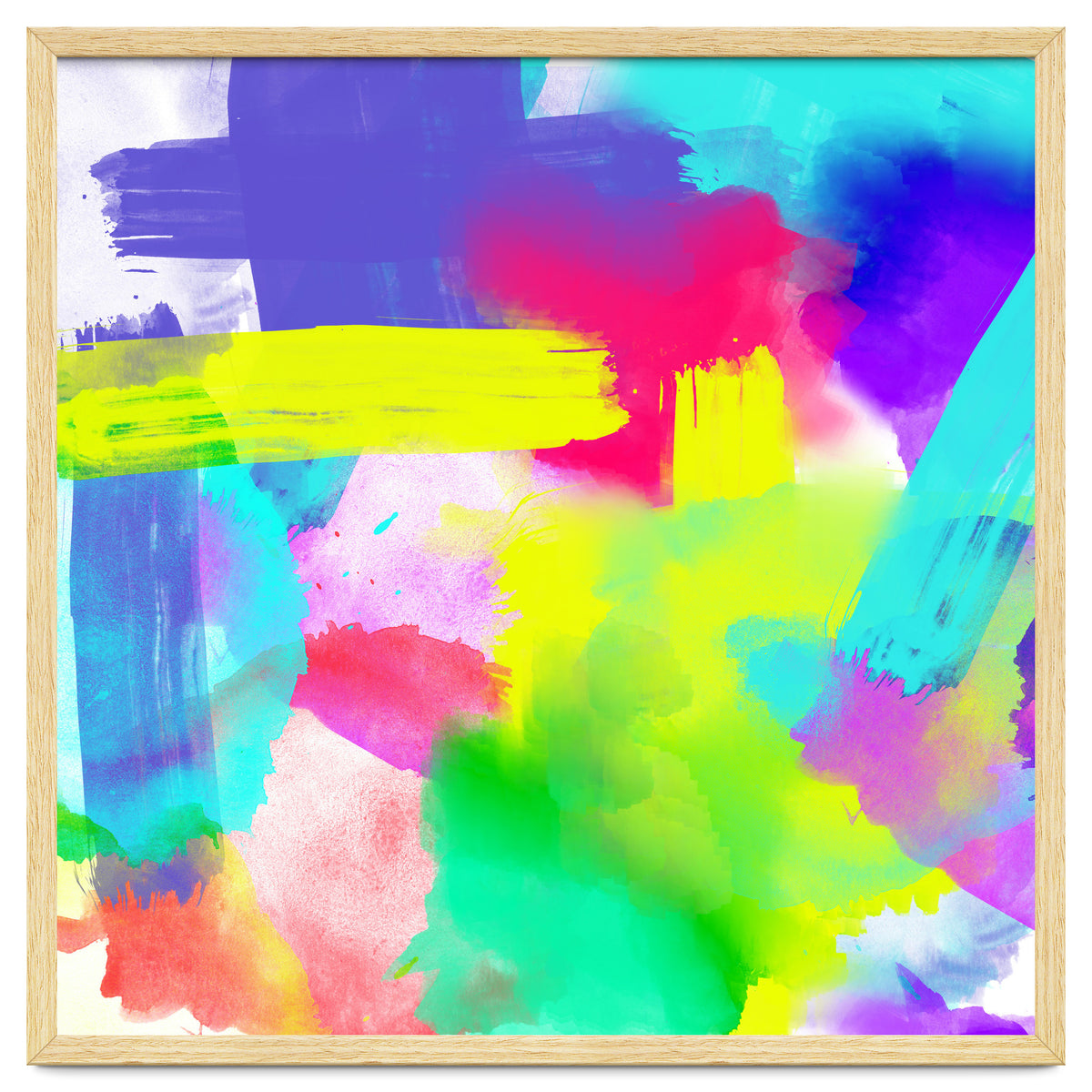 Abstract Stripes Neon Artistic Watercolor Pattern