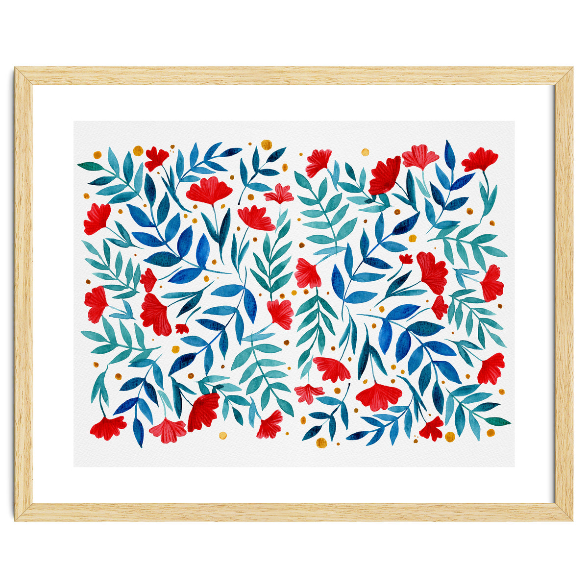 Magical garden - red and turquoise