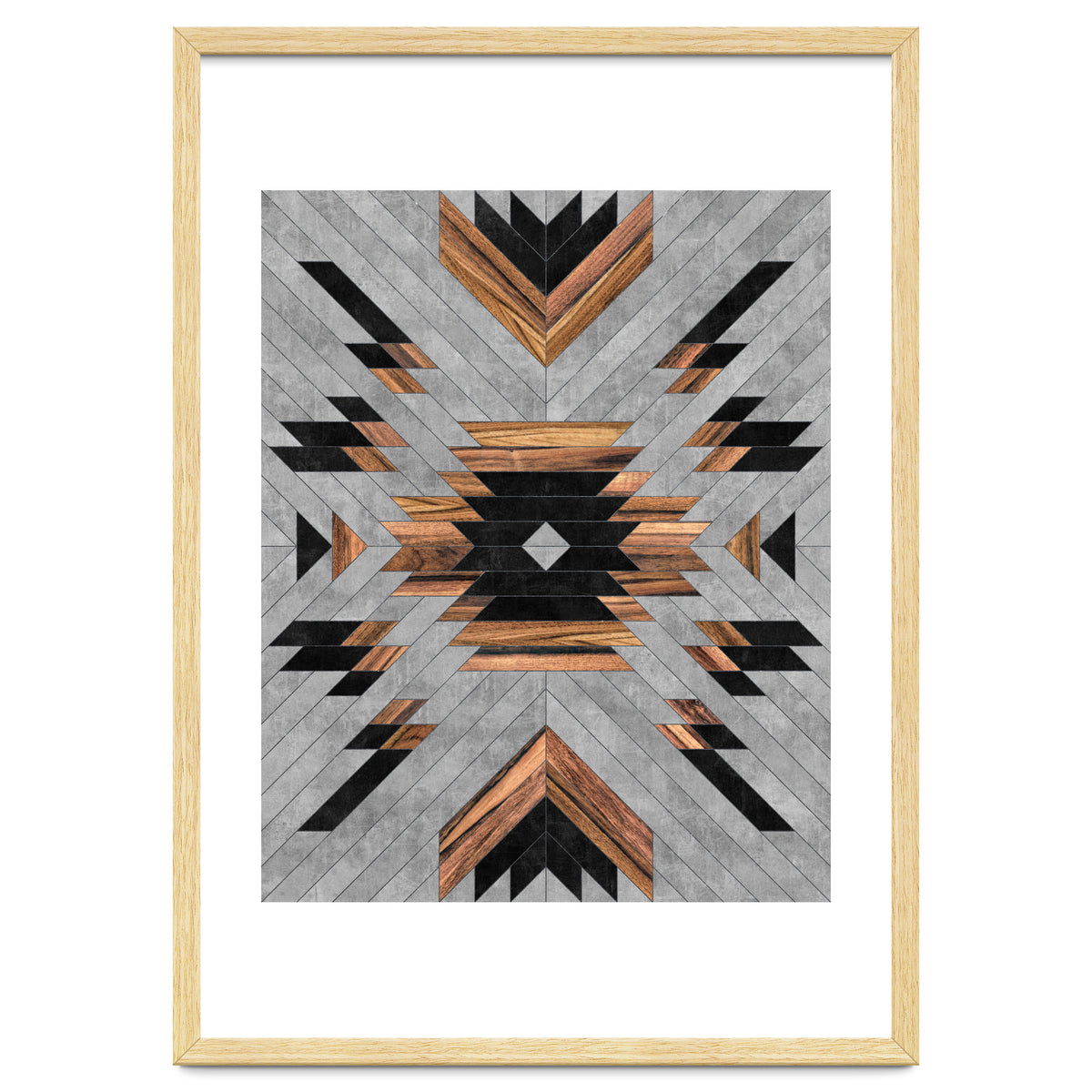 Urban Tribal Pattern No.6 - Aztec - Concrete and Wood