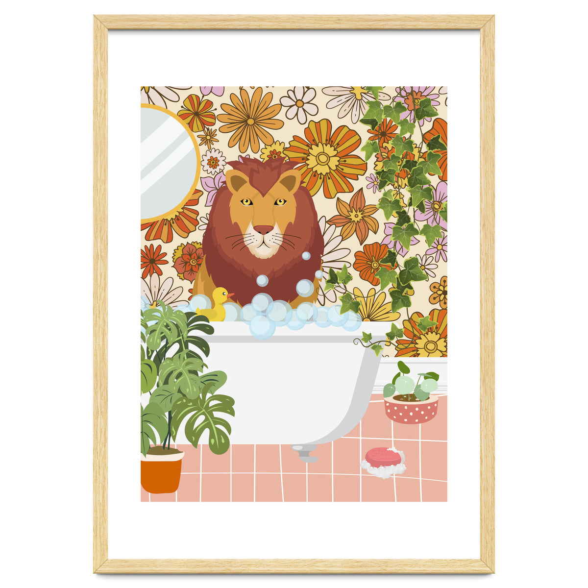 Lion Bathing on Groovy Bathroom