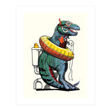 Dinosaur T-Rex on the Toilet, Funny bathroom humour (Print Only) thumbnail