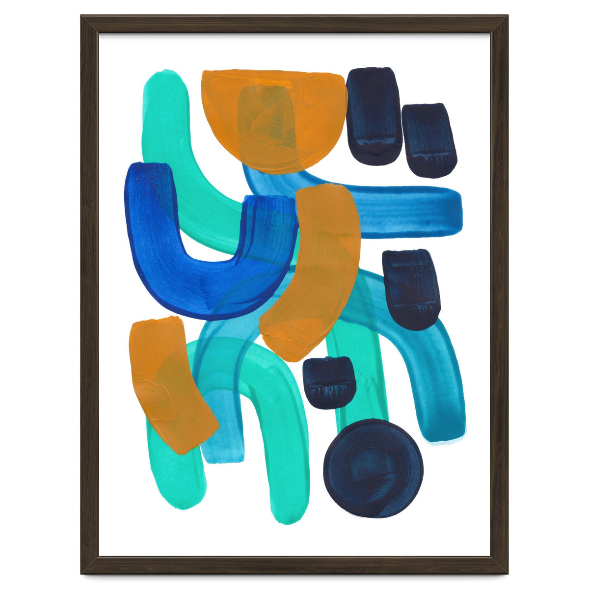 Fun Colorful Blue Turquoise Shape Yellow Accent