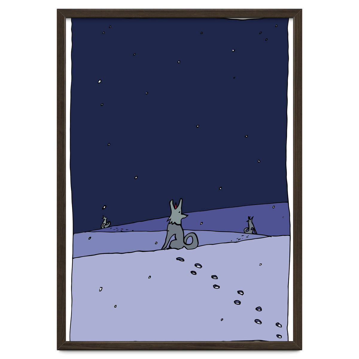 Dogs in Winter Night