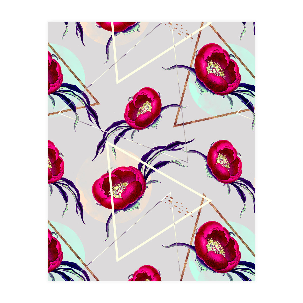 Flowery blooming with geometric II  (Print Only)