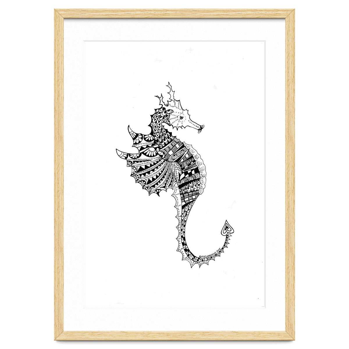 Seahorse Dragon Zen Doodle