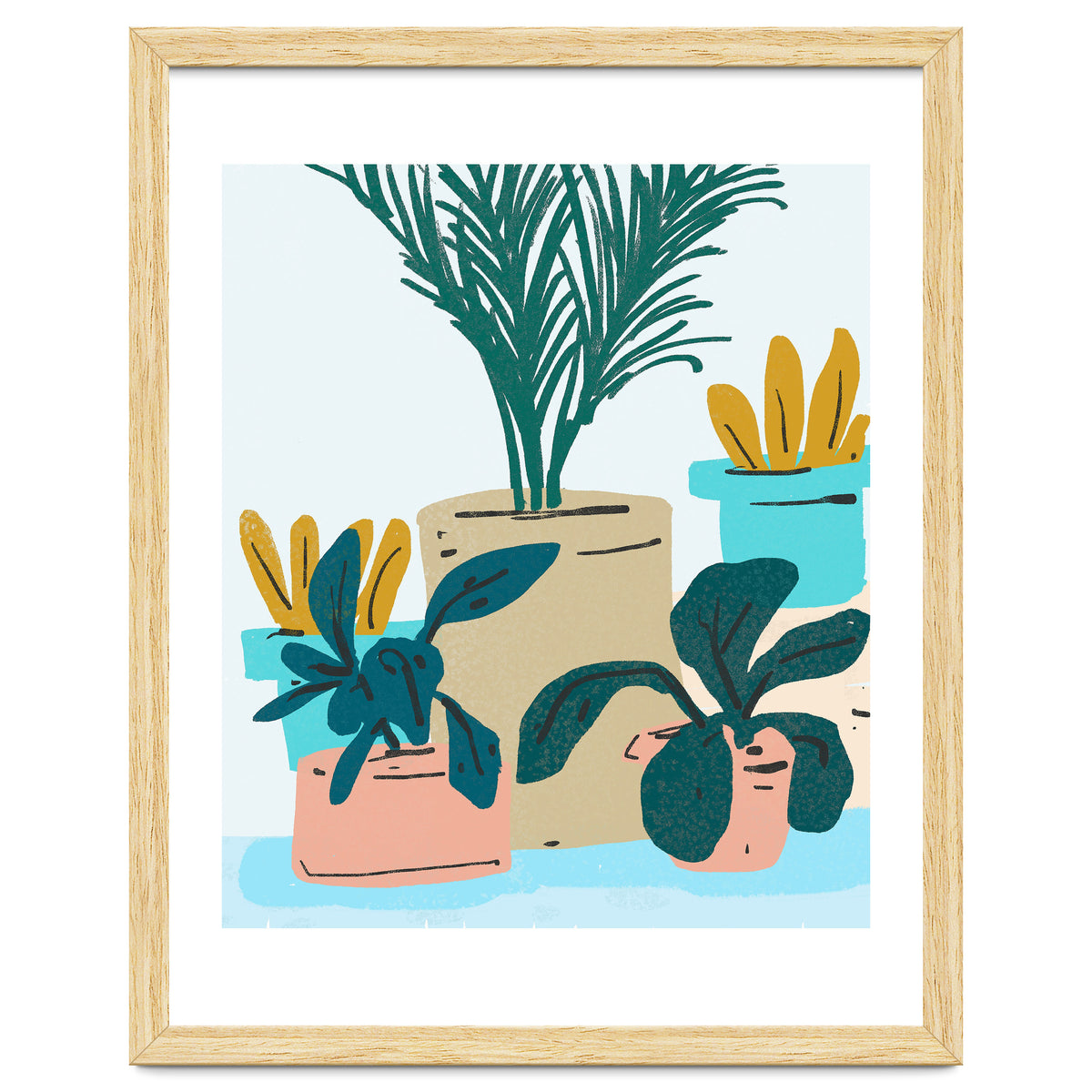 Little House Plants | Pastel Botanical Nature Plant Pots | Bohemian Cute Chic Palm Modern