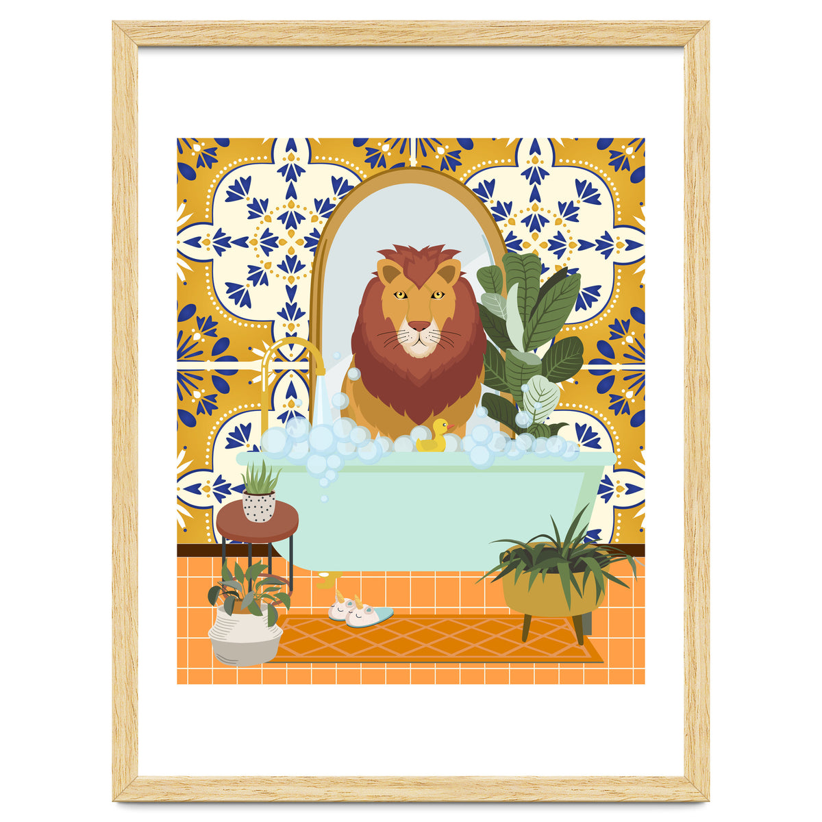 Lion Bathing in Moroccan Style Bathroom