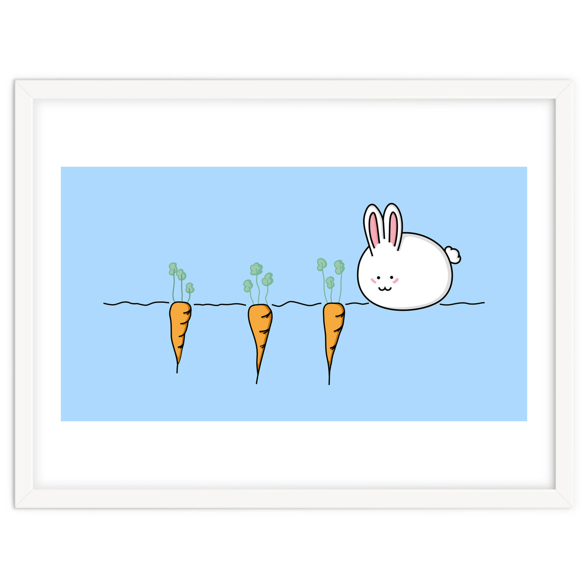 Kawaii Cute Rabbit With Carrots