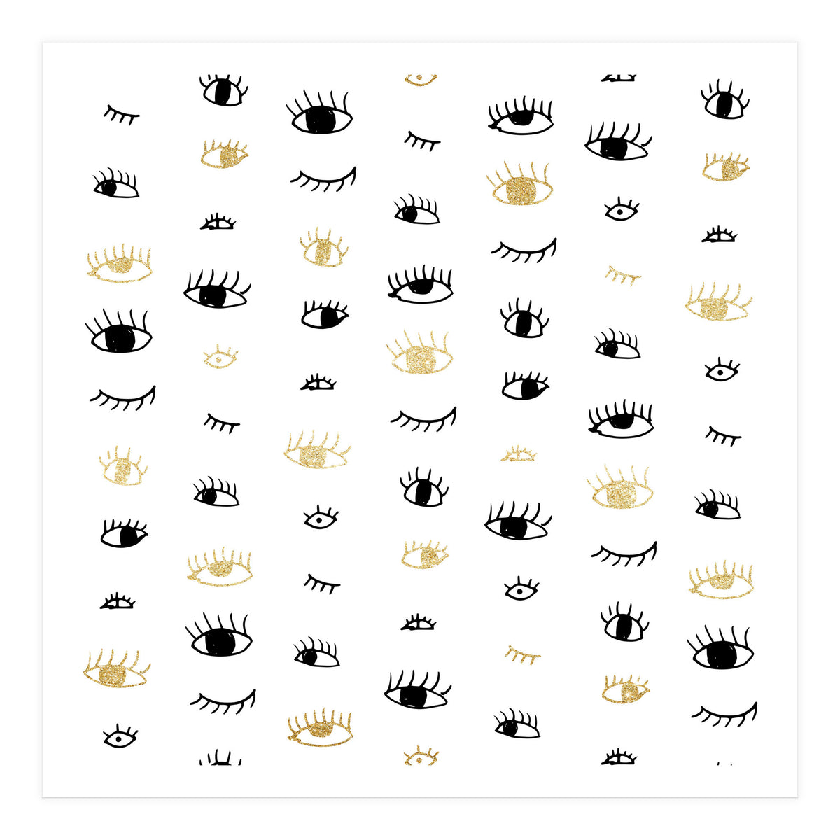 Gold and black eyes and lashes pattern (Print Only)