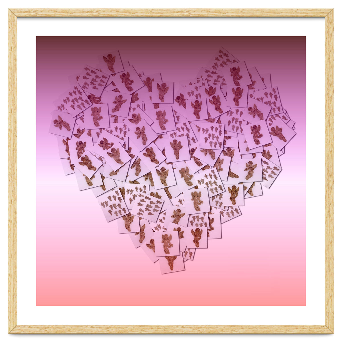 Heart collage of golden Cupid like characters