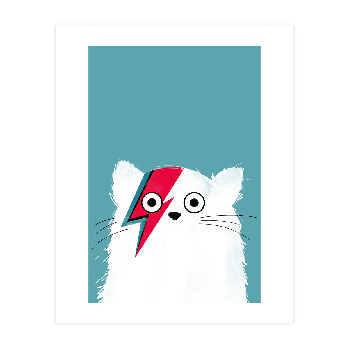 Doozal Cat Bowie White (Print Only)