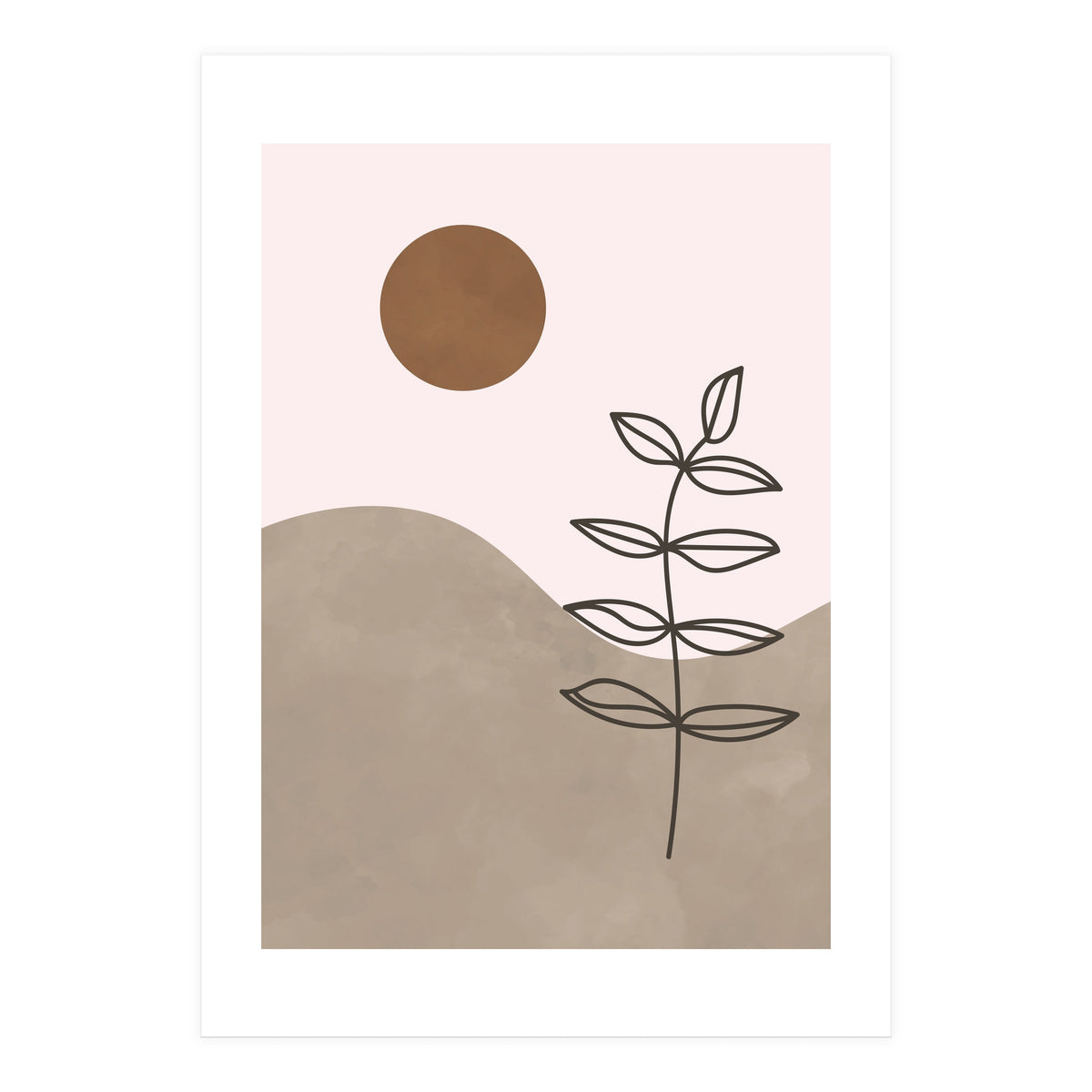 Sun Leaf Abstract Botanical Mid Century (Print Only)