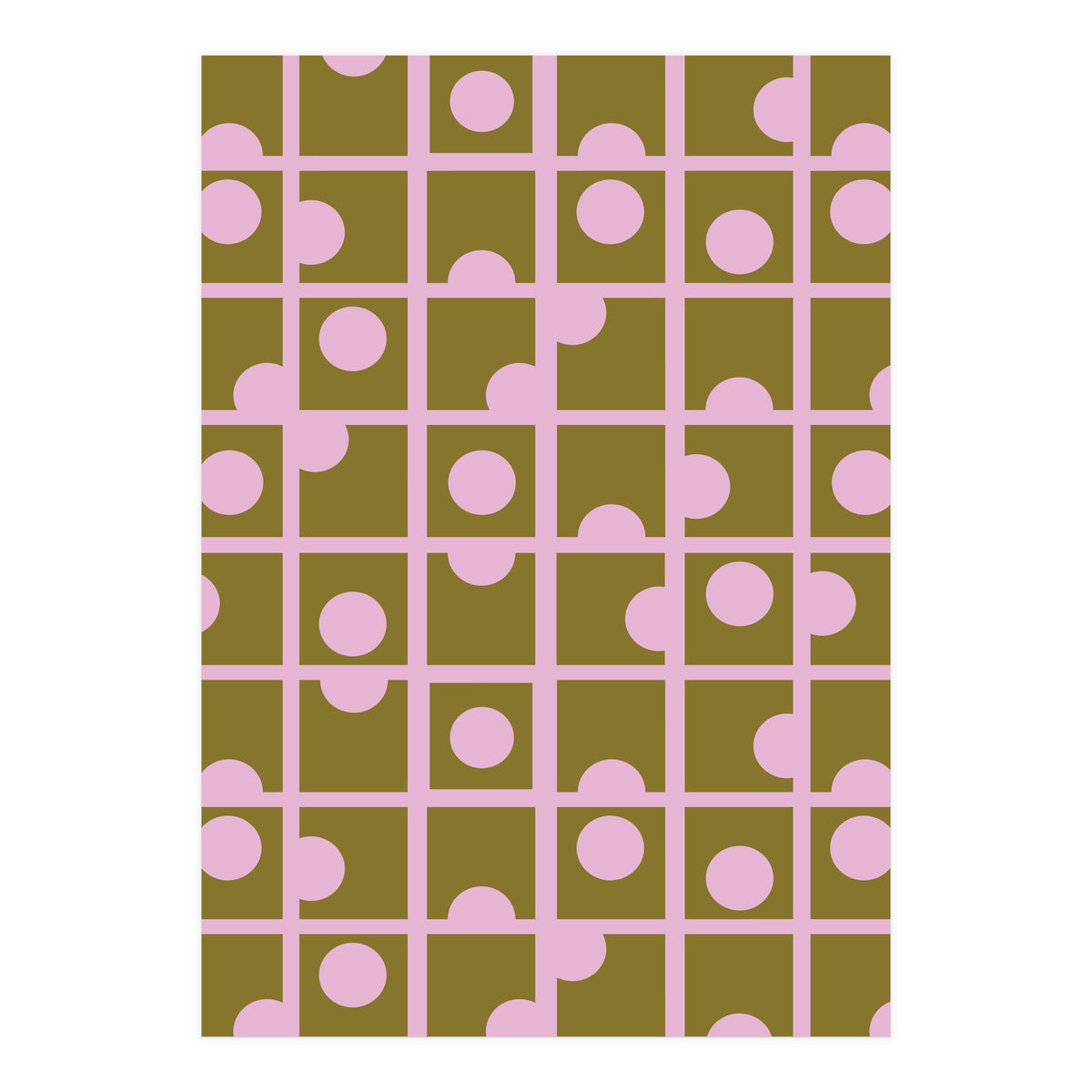 Pink Retro Circles Pattern (Print Only)