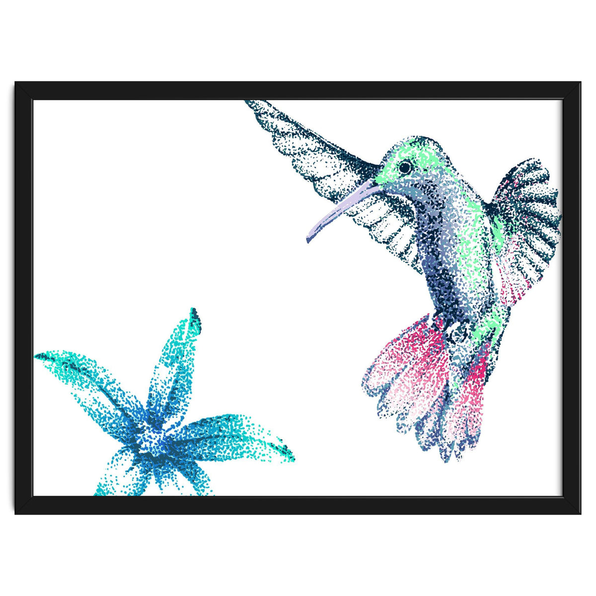 Green Hummingbird And Tropical Flower