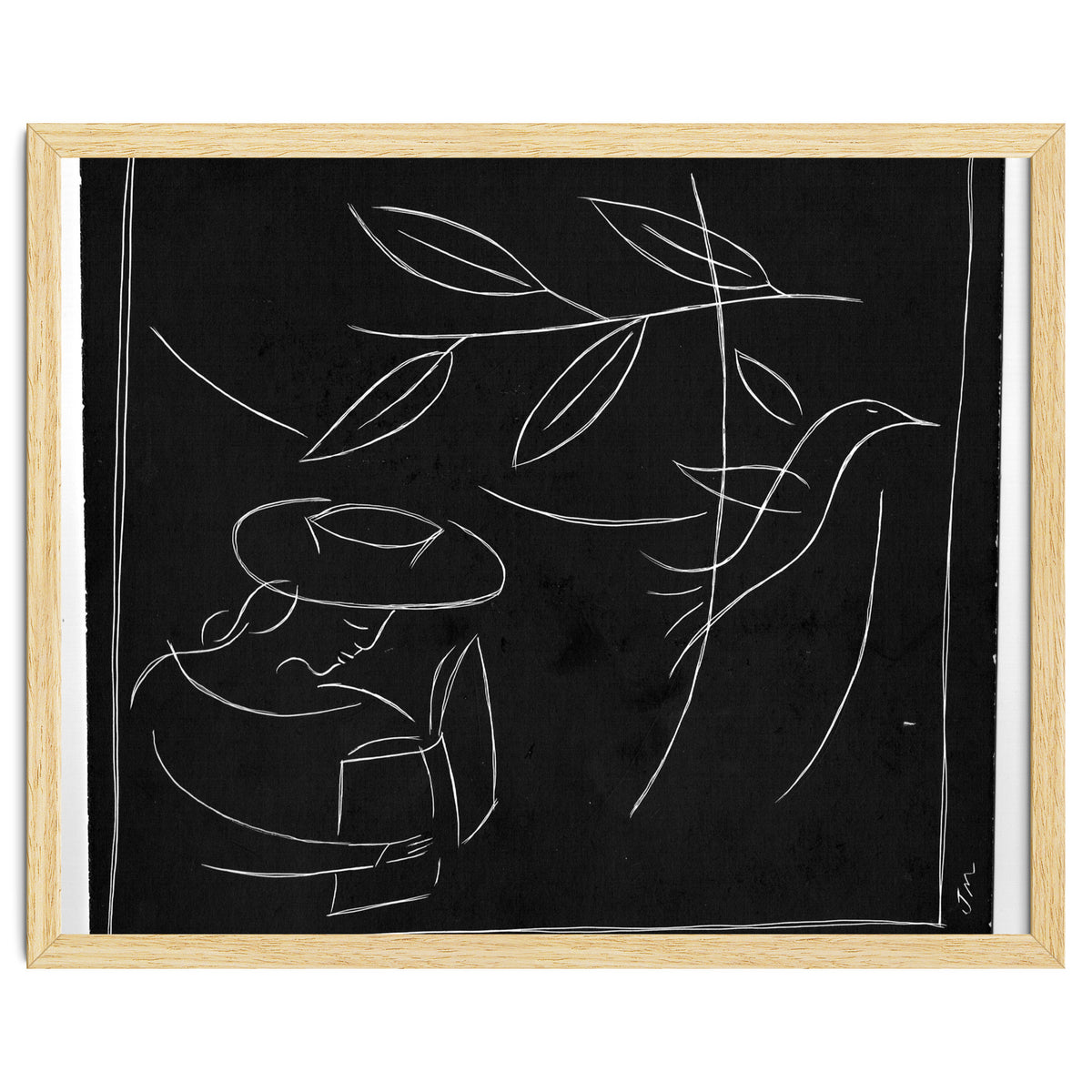 Woman With Bird And Book