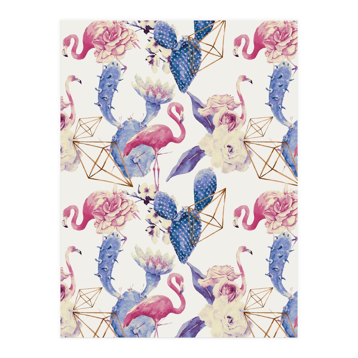 Flamingos, geometric and flowers 02 (Print Only)