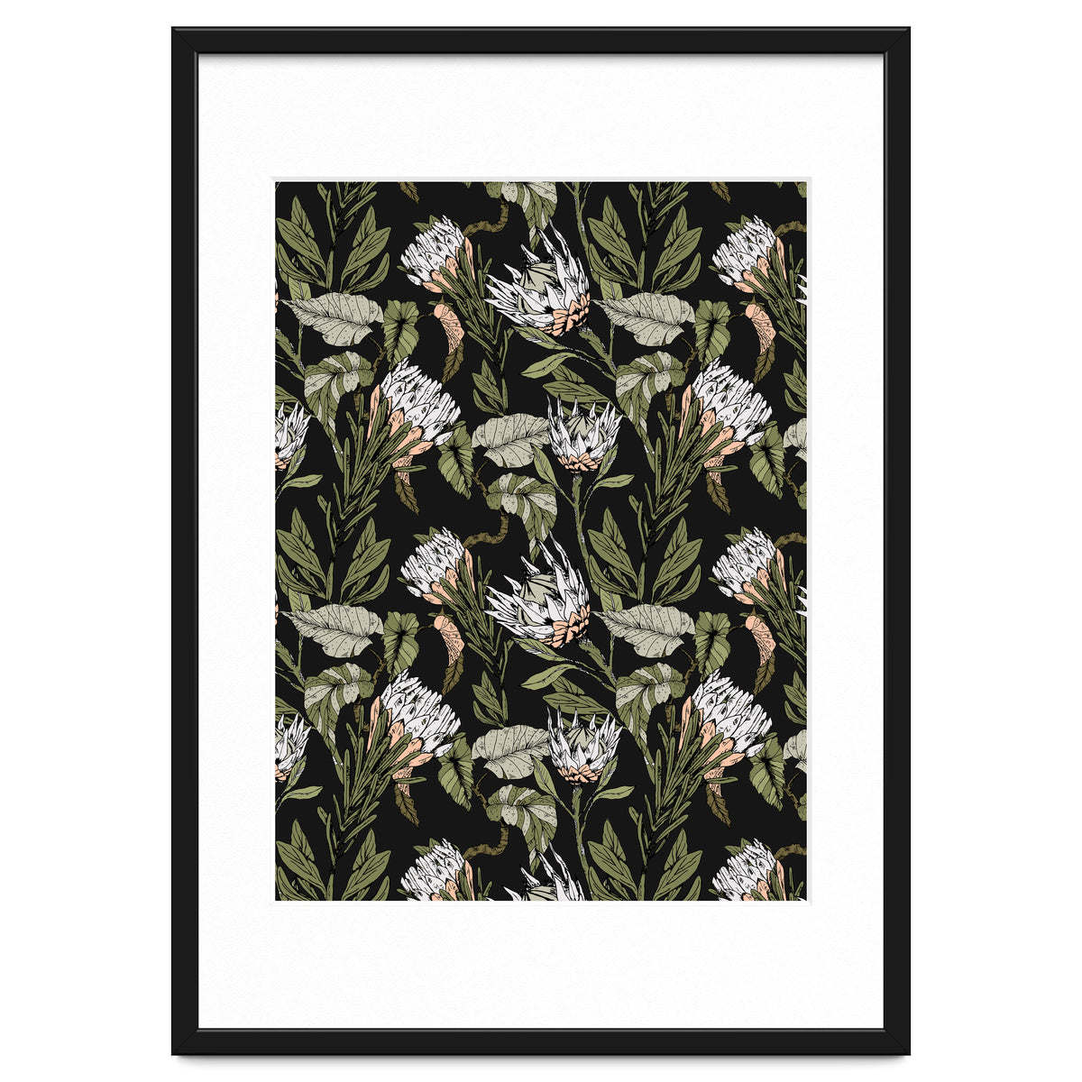 Dark pattern botanical boho