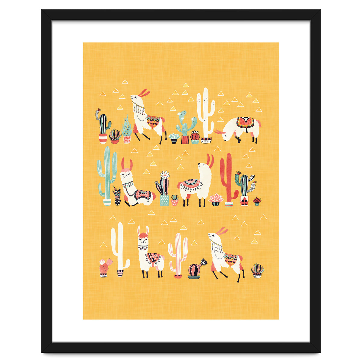 Happy Llama With Cactus In A Pot