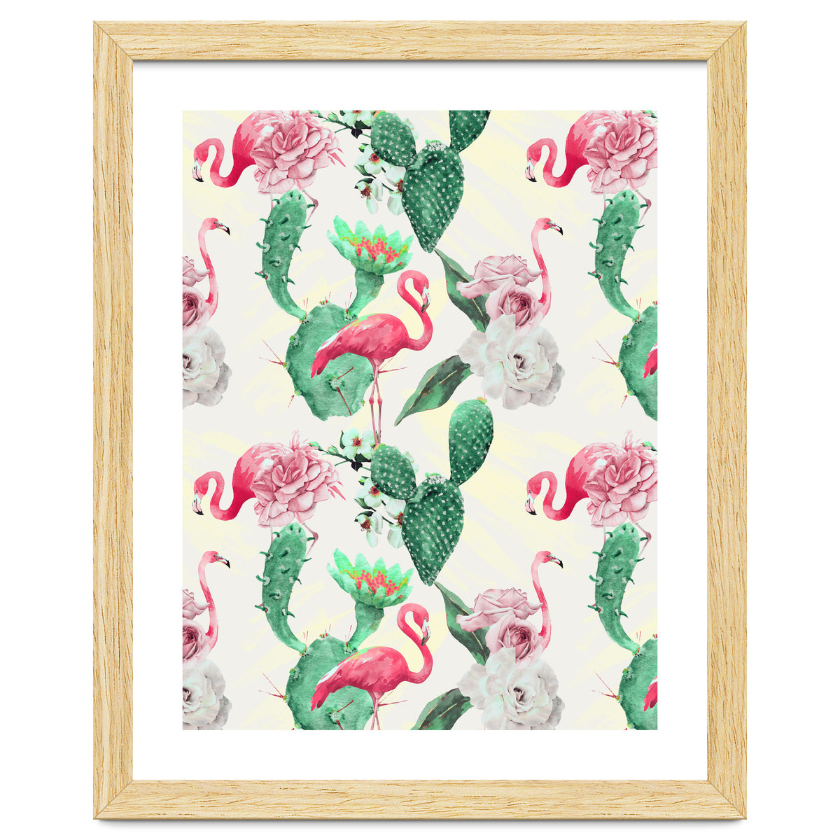 Flamingos, geometric and flowers