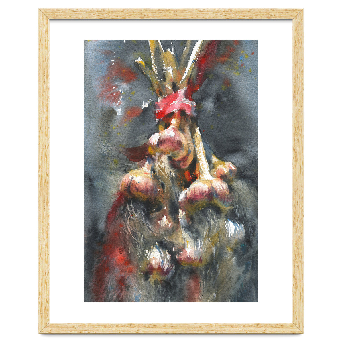 Garlic. Still-life  watercolor painting