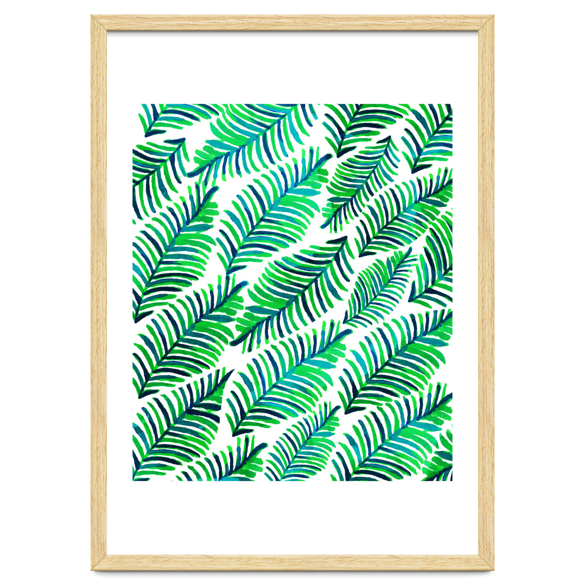 Palm Solace | Tropical Botanical Plants Nature Hand-Painted Watercolor Painting Bohemian Lush Green