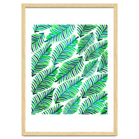 Palm Solace | Tropical Botanical Plants Nature Hand-Painted Watercolor Painting Bohemian Lush Green