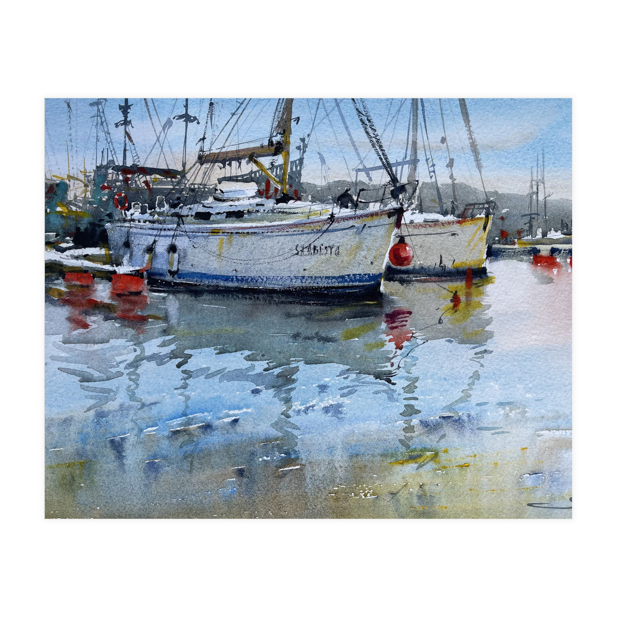 Yachts watercolor (Print Only)