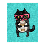 Cute Coffee cat and doodles (Print Only) thumbnail