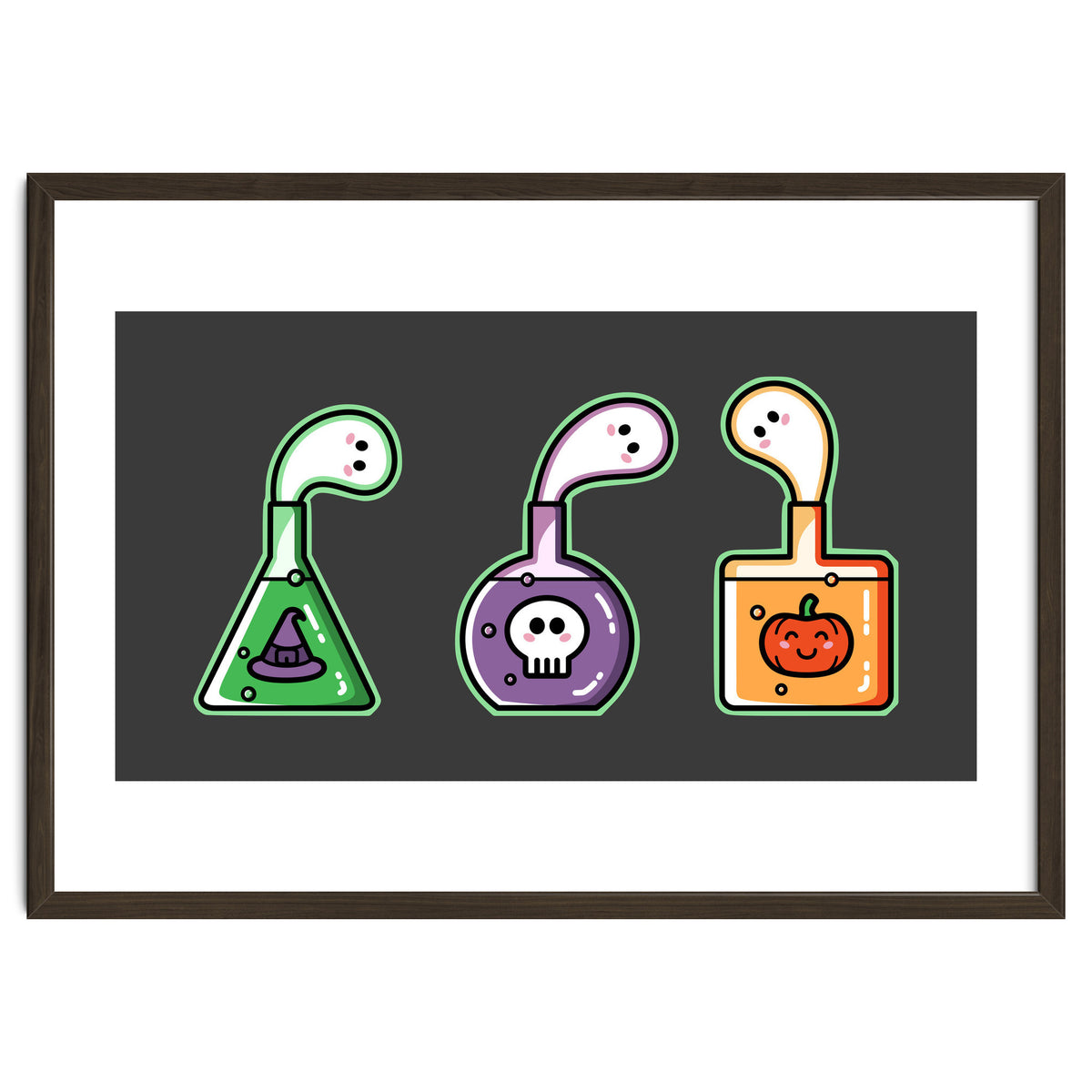 Kawaii Cute Halloween Potions - witches hat, skull, pumpkin, ghosts