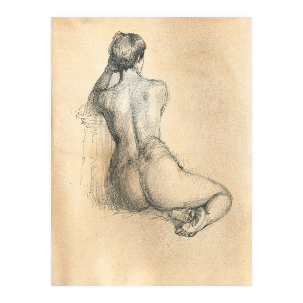 Nude beautiful girl from the back (Print Only)