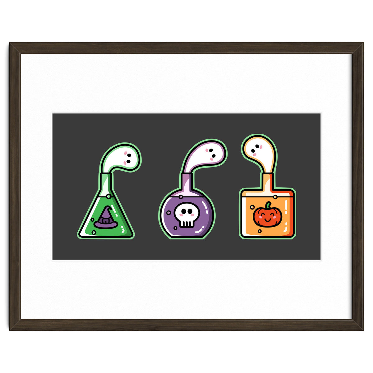 Kawaii Cute Halloween Potions - witches hat, skull, pumpkin, ghosts