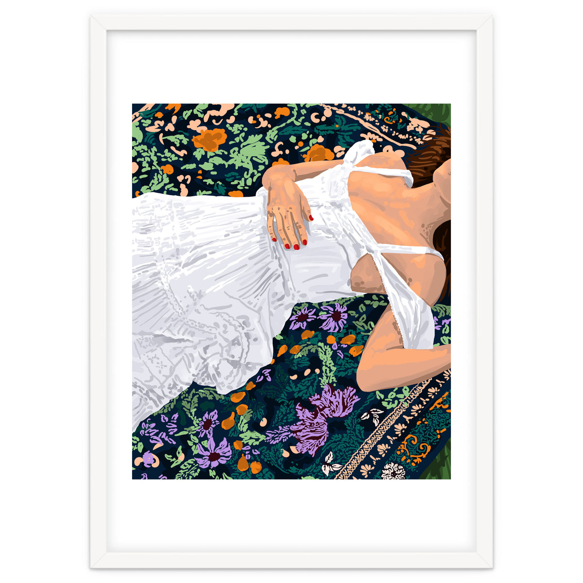 Moroccan Carpet, Bohemian Woman Painting