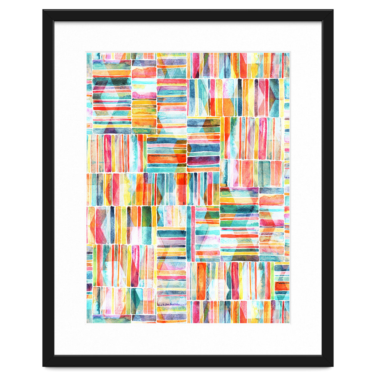 Summer Pastel Geometric and Striped Abstract on white