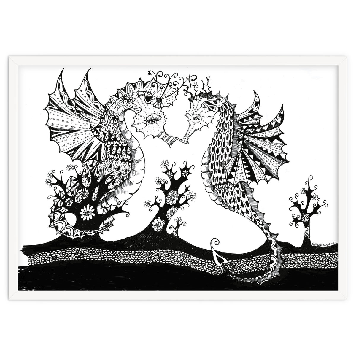 Seahorse Dragons Love Illustration