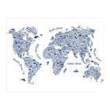 Watercolor World Map in Blue (Print Only) thumbnail