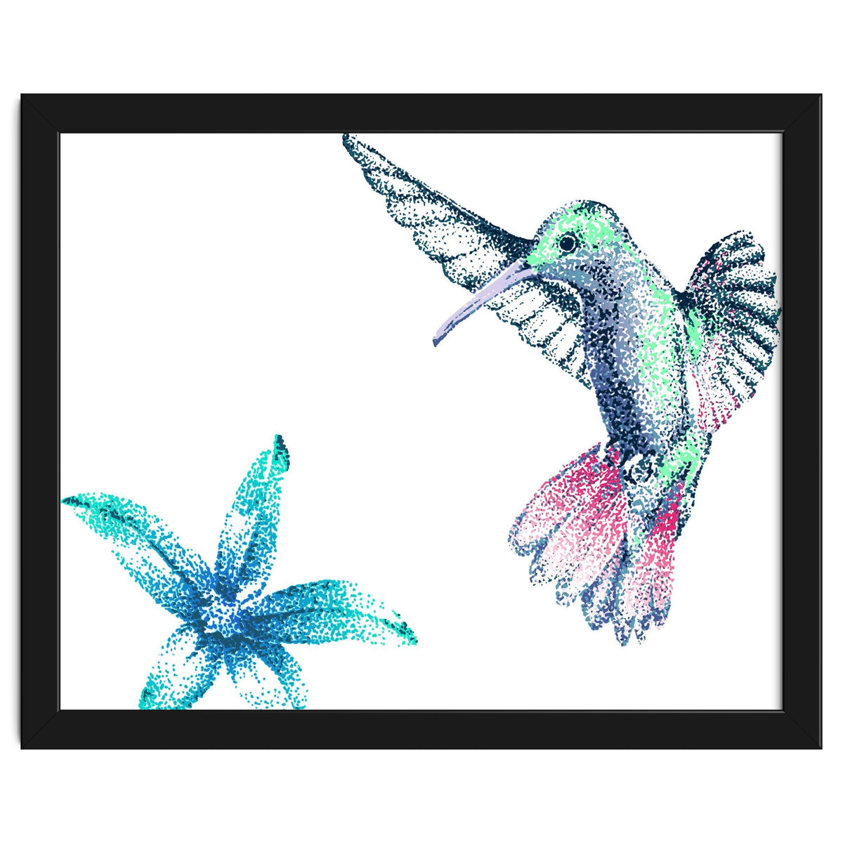 Green Hummingbird And Tropical Flower